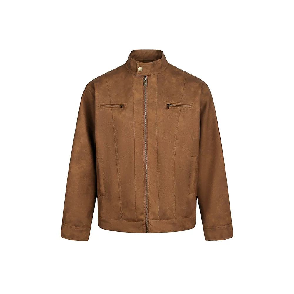 Zuocisankon High Texture Retro Ruffian Handsome Pu Leather Jacket
