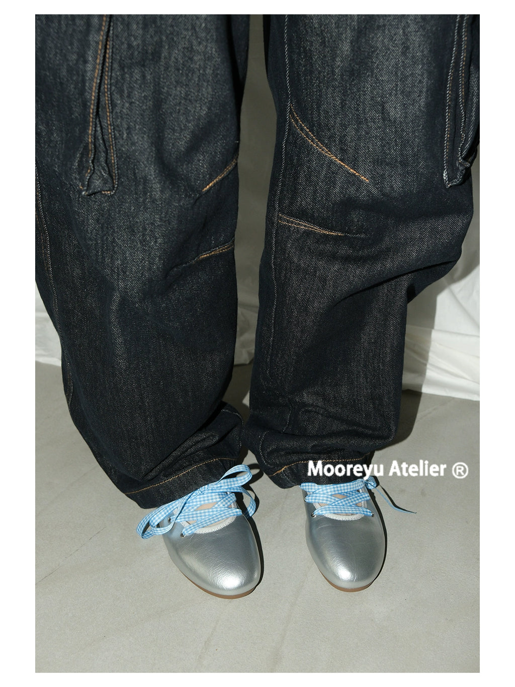 Mooreyu Cross Strap Ballet Leather Round Head Mary Jane Shoes