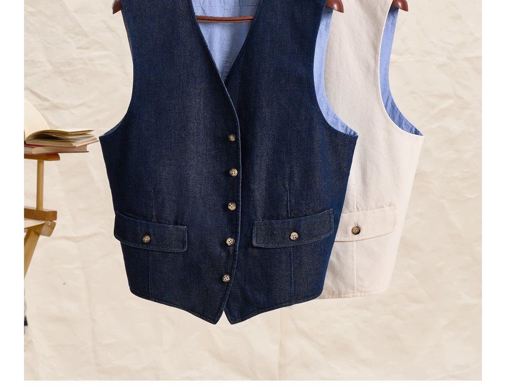 CULTUM Vintage Denim Spliced Vest