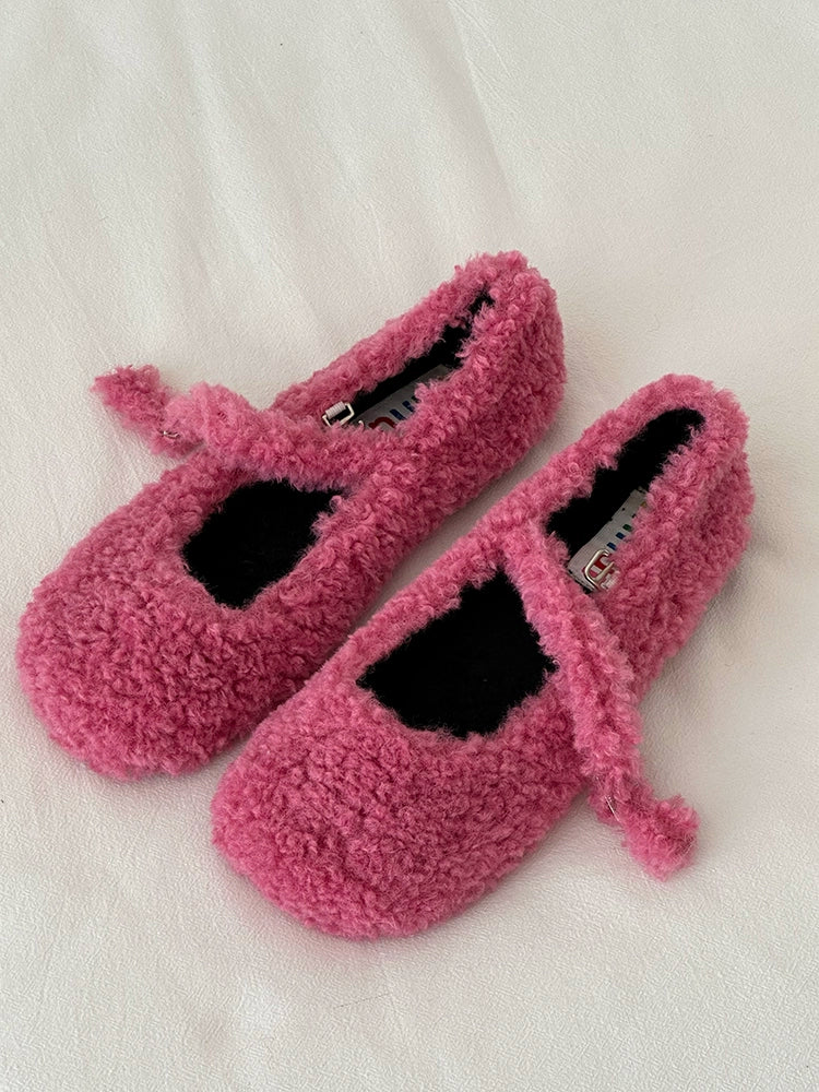 ENNUI Fluffy Mary Jane Loafers Plush Shoes