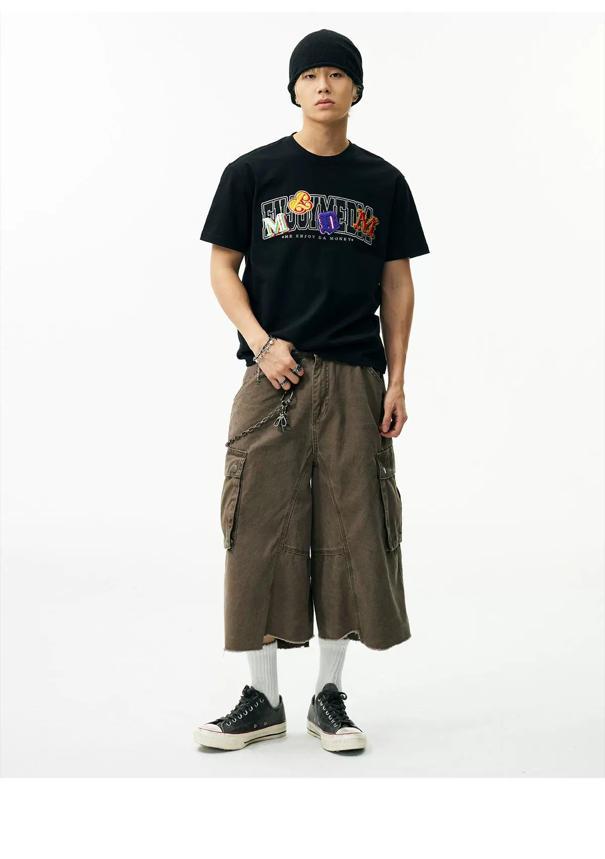 MEDM Double-layer Contrasting Color Embroidery Letter Casual Tee