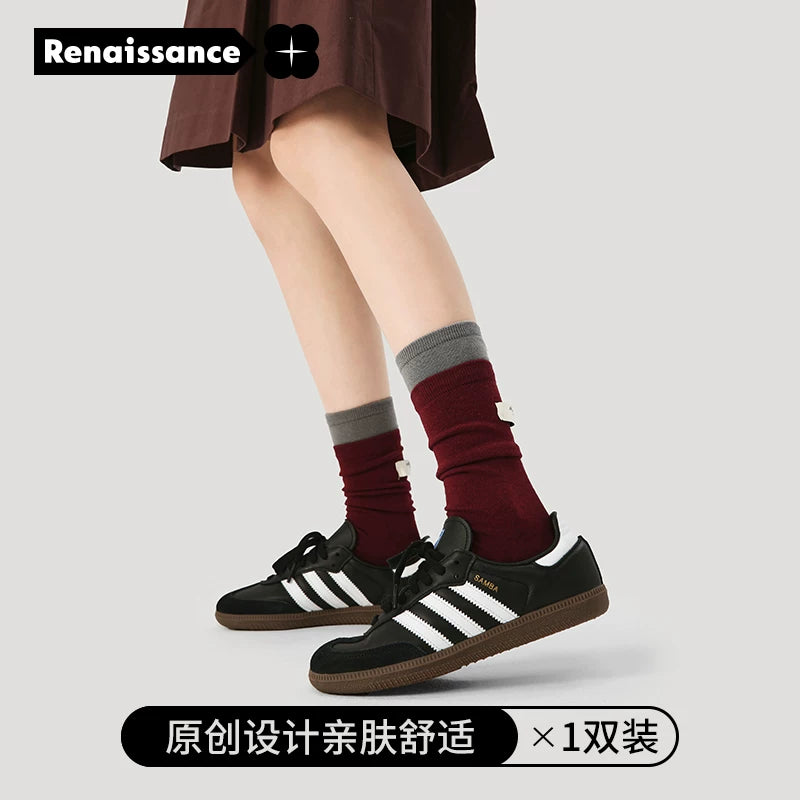 Renaissance high-end Ankola red miu wind bow socks