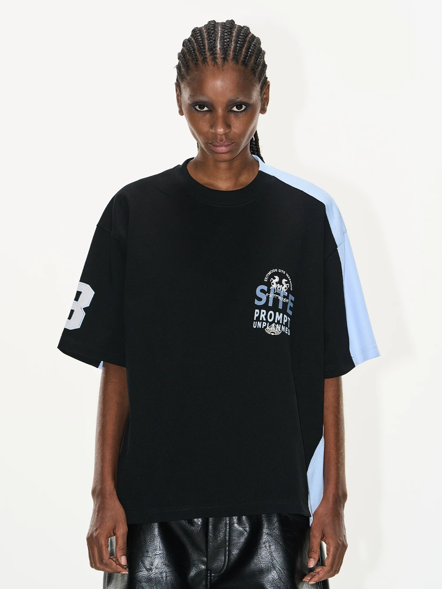 BLINDNOPLAN Rough Contrast Splicing Sports Tee