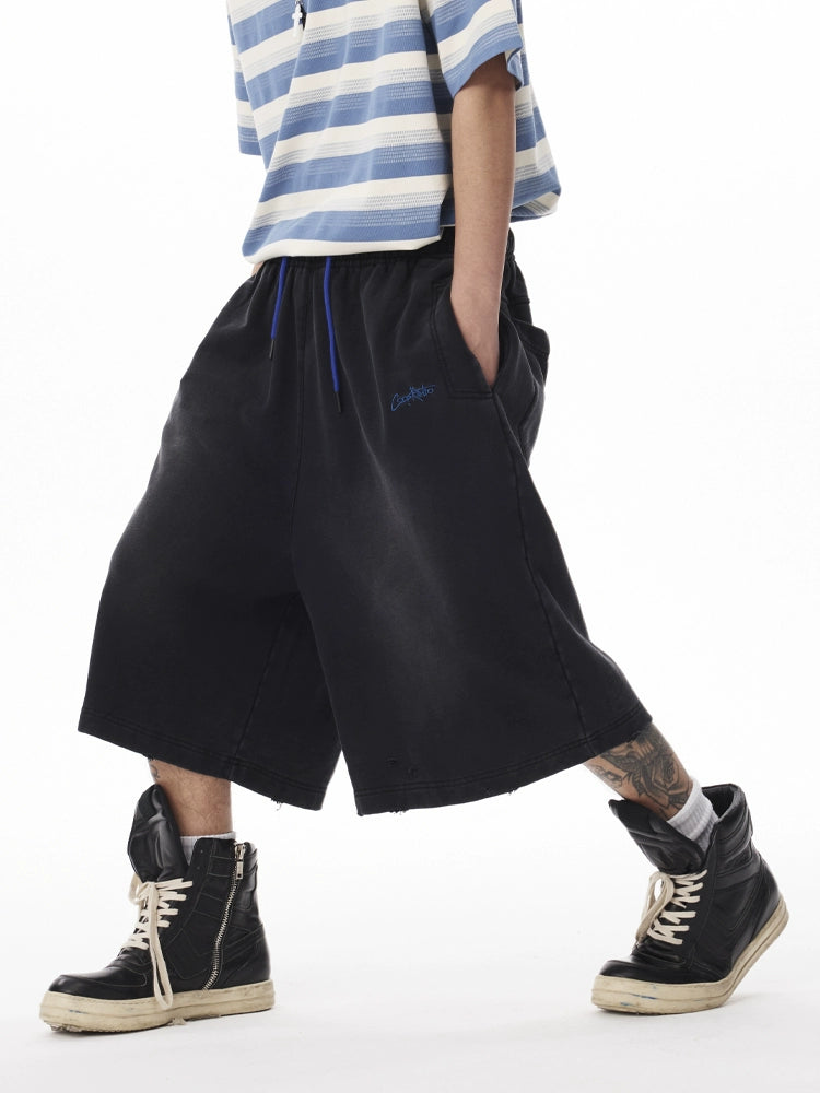 CoosRetro Wash Destroy Embroidered Logo Shorts