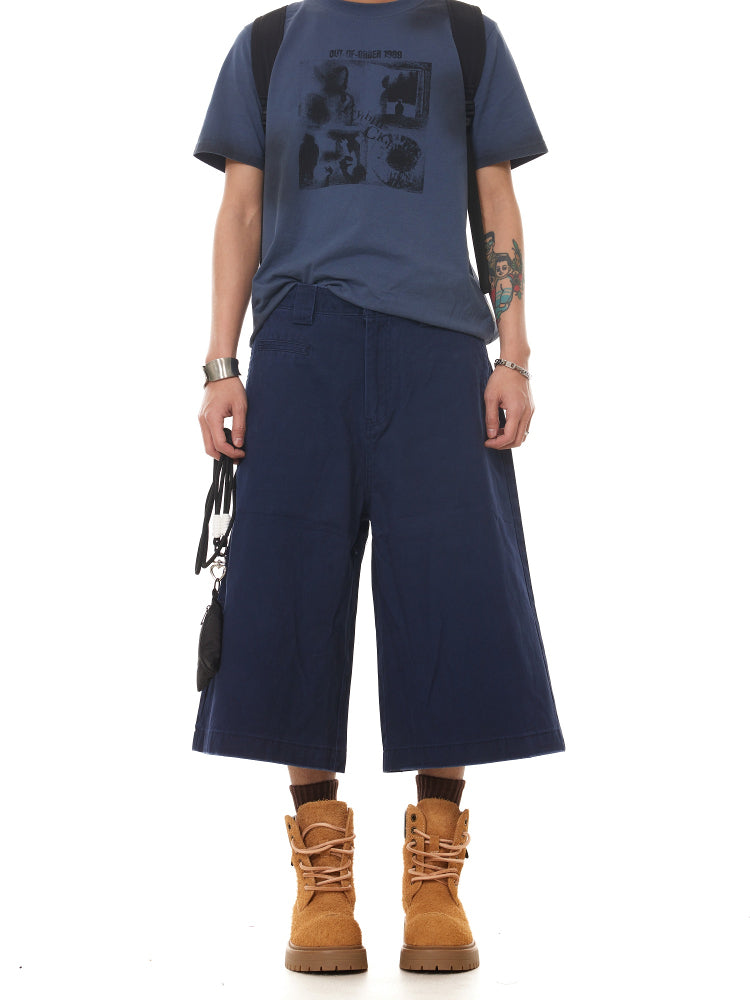 BTSG  classic simple cut versatile wide-leg seven-point medium pants