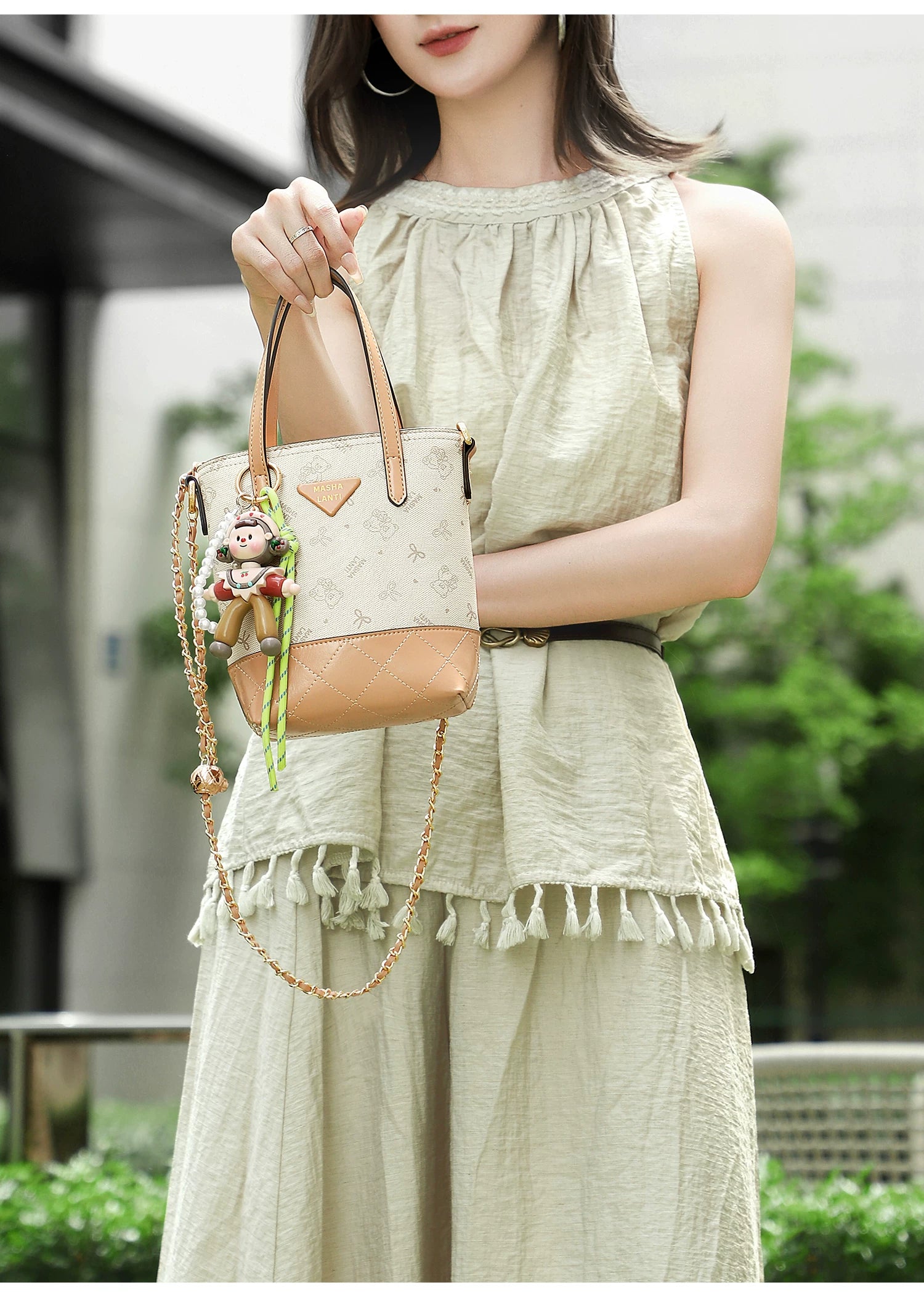 Masha Lanti Chain Bear Crossbody Bag
