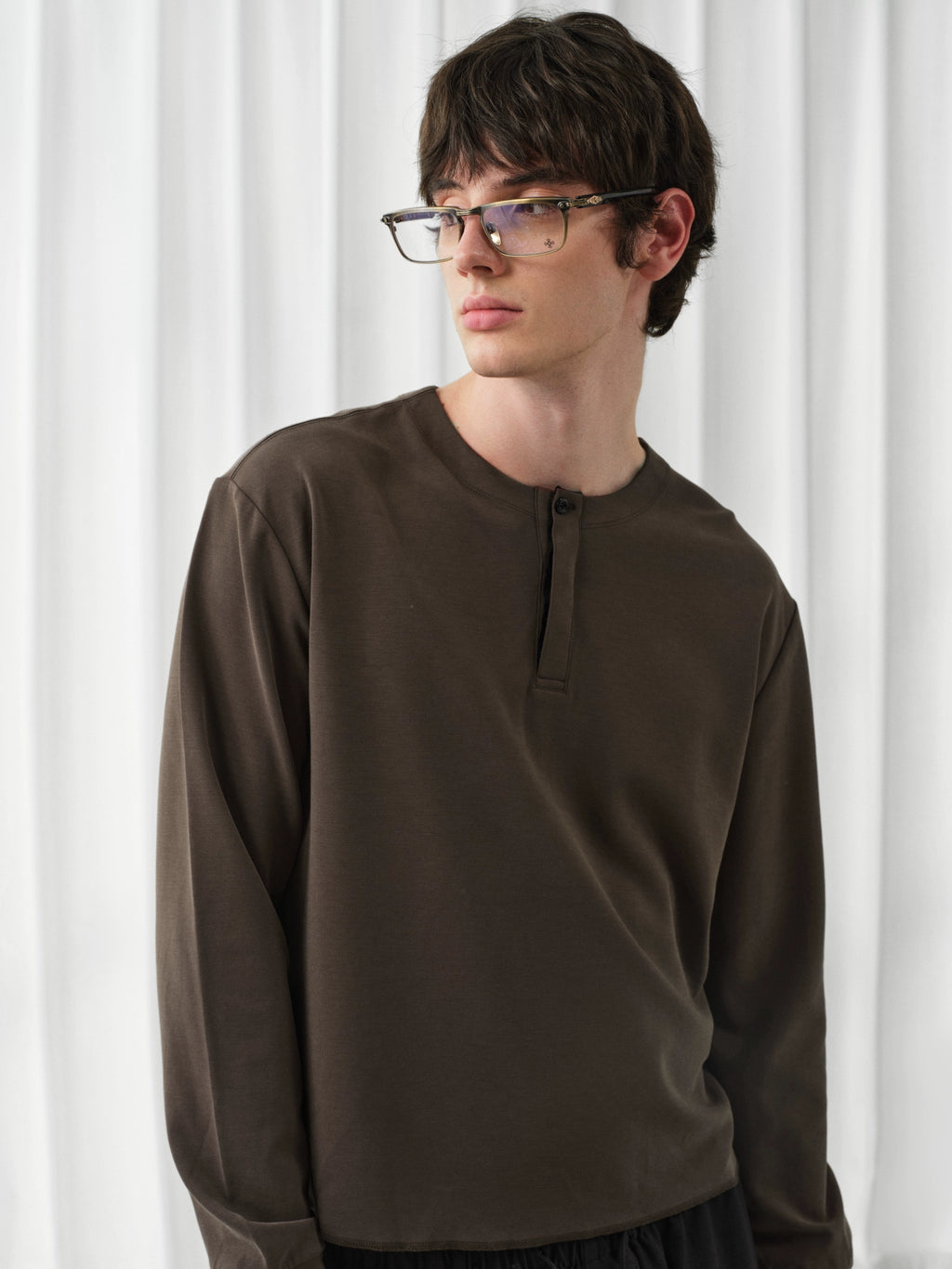 VLABMADE One-button Henry Collar Long Sleeve