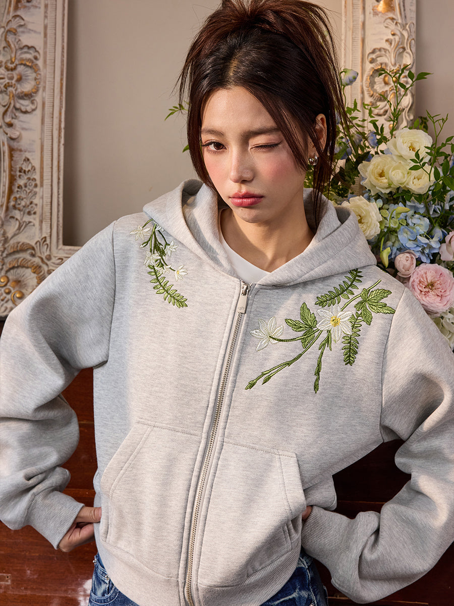 Harshandcruel Chinese floral wreath embroidered HACR Hoodie