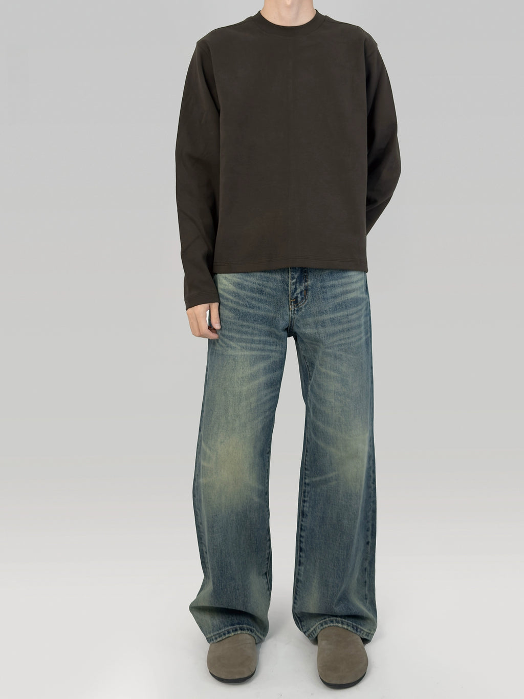 PLUS NO LOGO Warm and Thickened Double-sided Abraded Long Sleeves