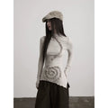 INDULGE Pleated Flared Sleeves Stand Neck Slim Long Sleeves