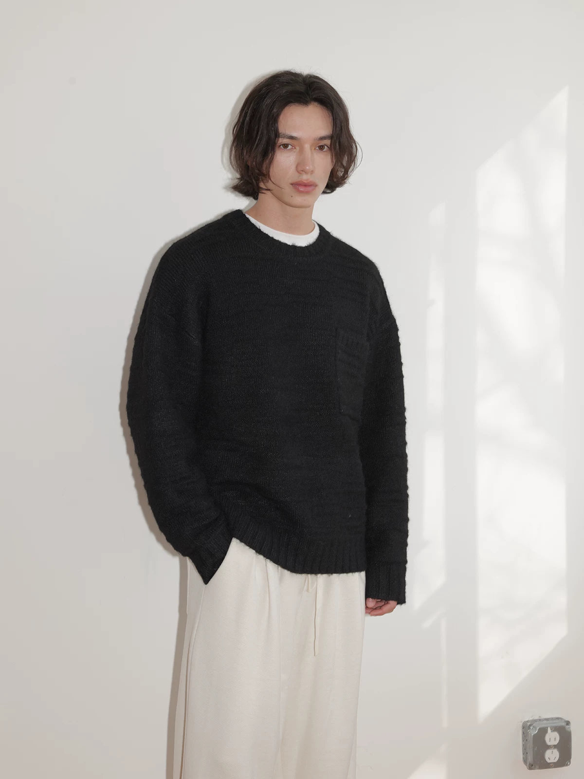 CARPEM Textured Wool Crew Neck Sweater