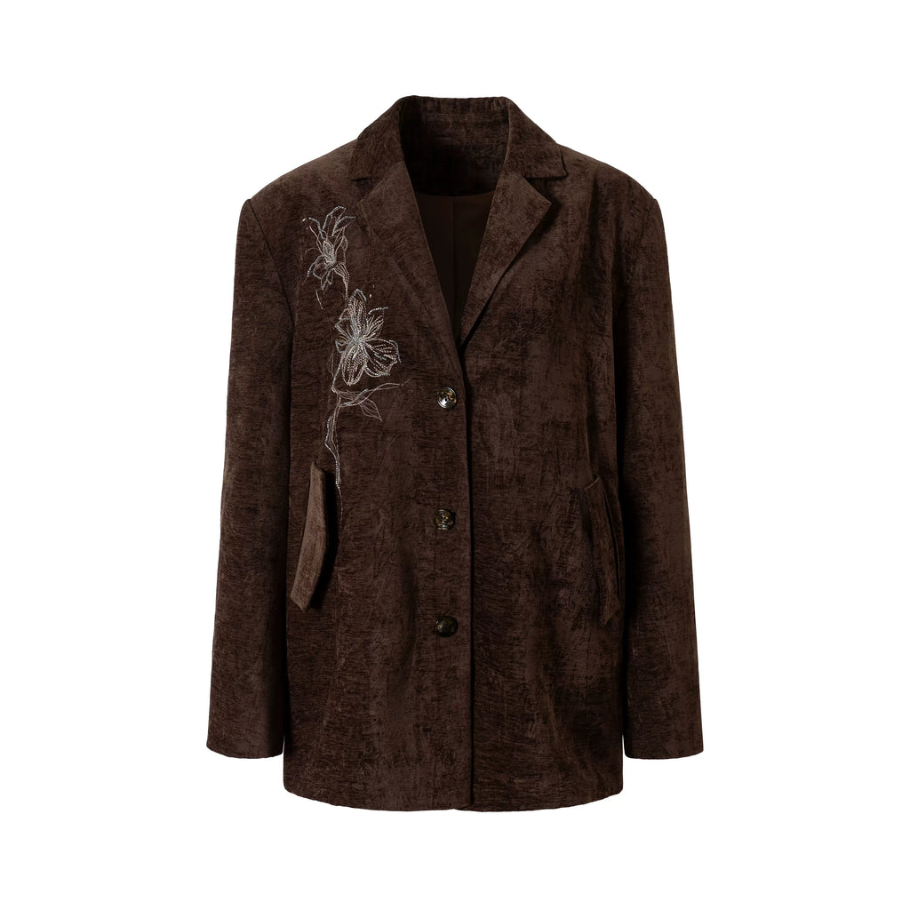 LOUMUTAKU Lily Beaded Jacquard Suit Velvet Jacket