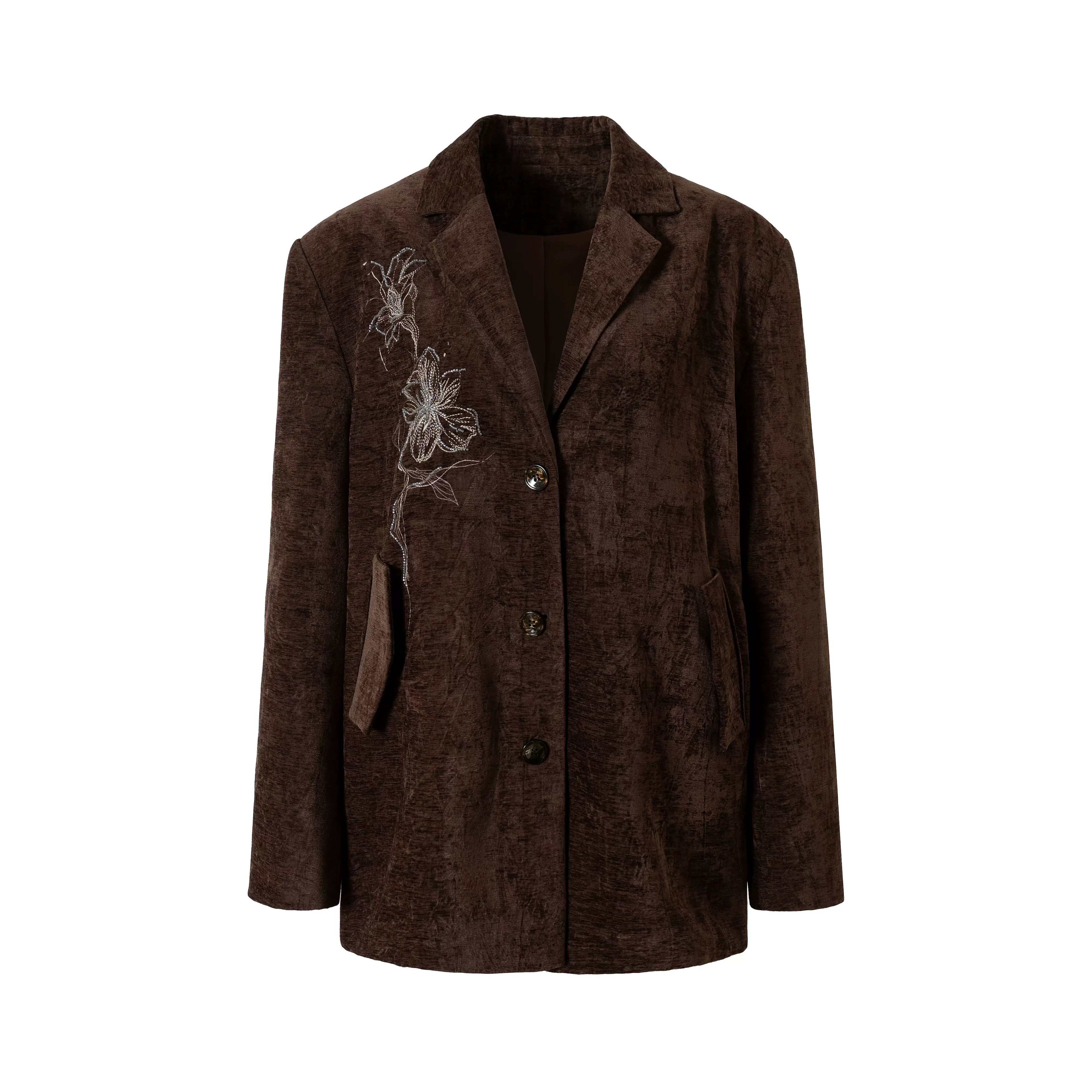 LOUMUTAKU Lily Beaded Jacquard Suit Velvet Jacket