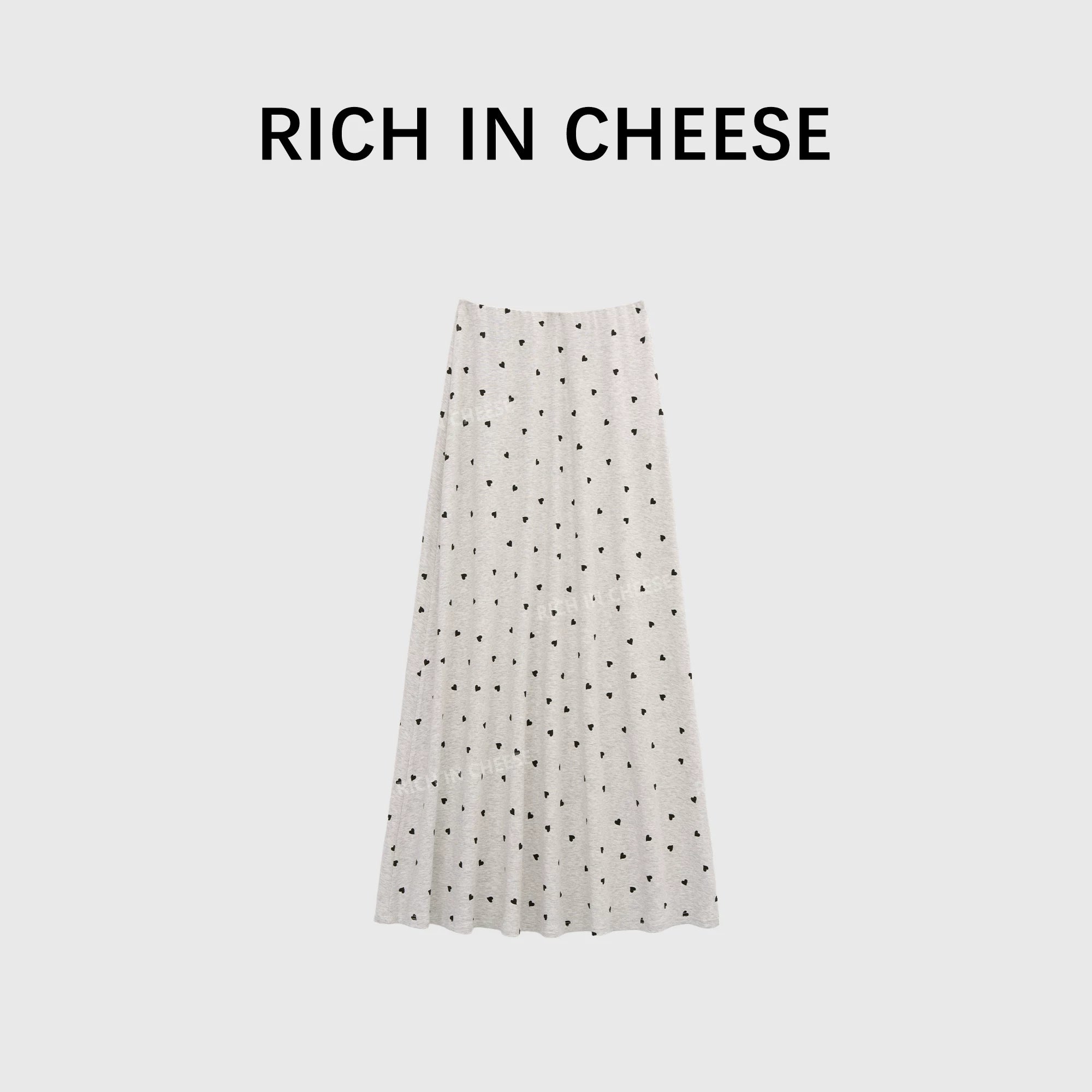 RICH IN CHEESE V-neck Stretch-knit Long-sleeved Skirt Set