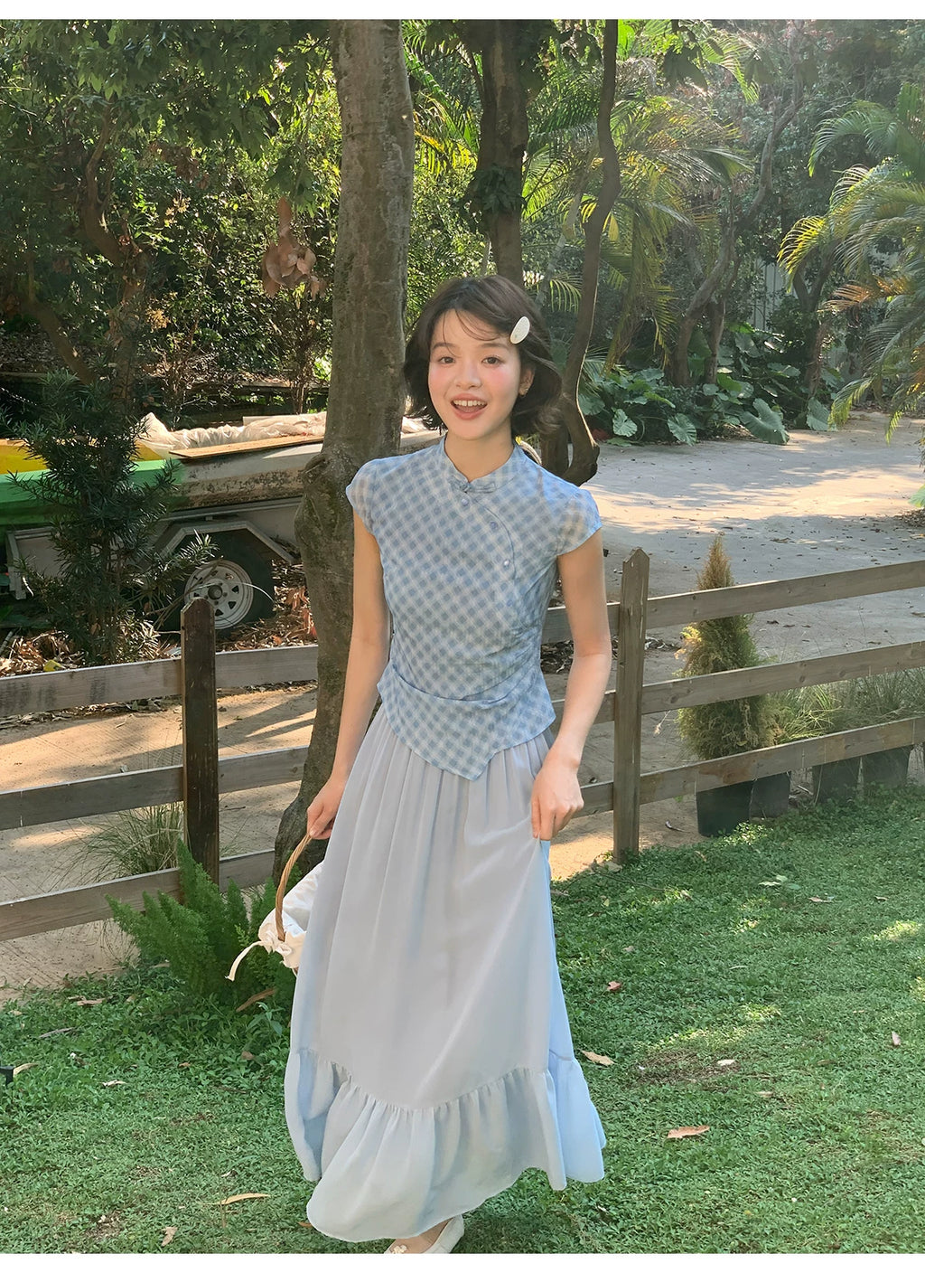 KANO Plaid Shirt Skirt Set