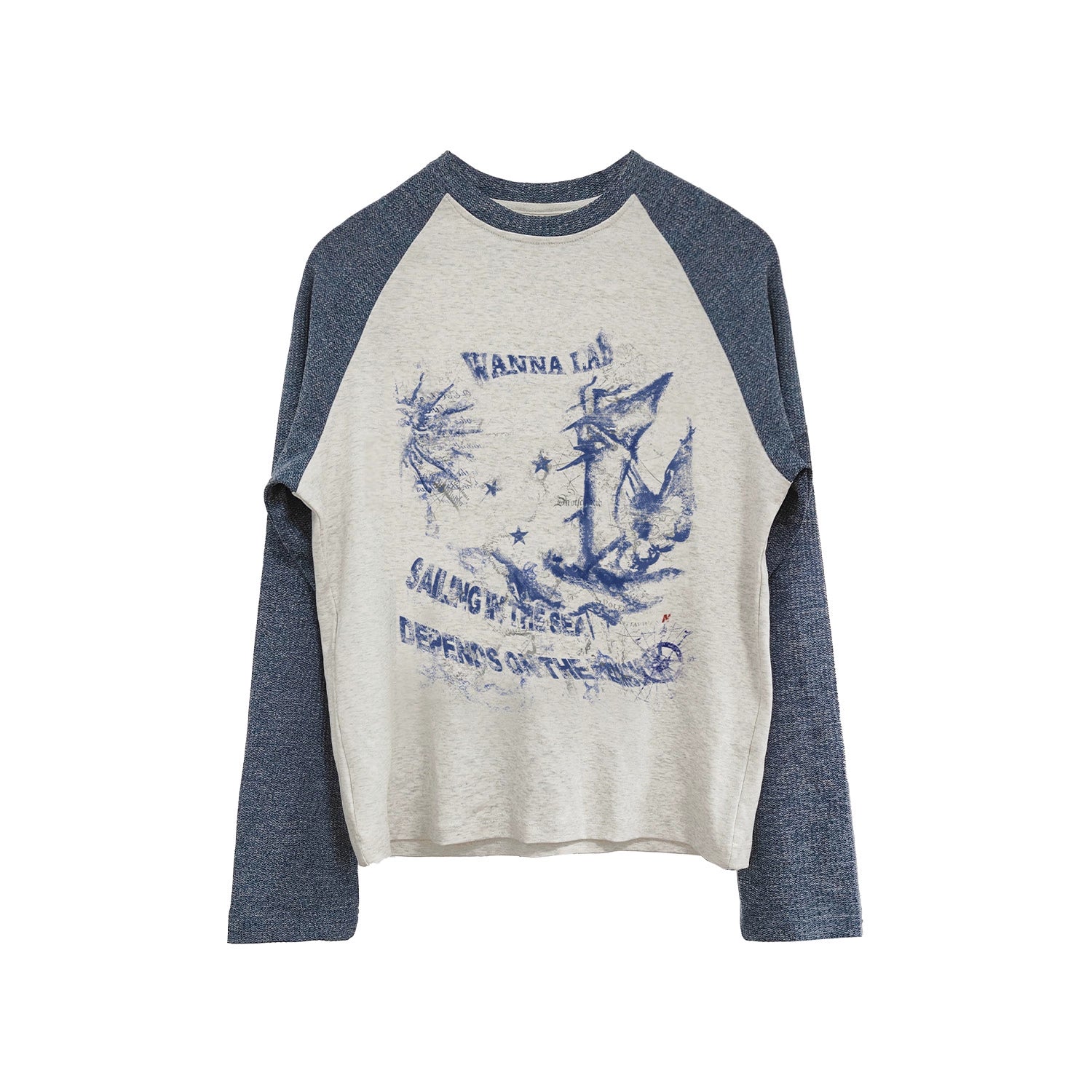 WANNA LAB Retro Color Matching Shoulder Long Sleeves