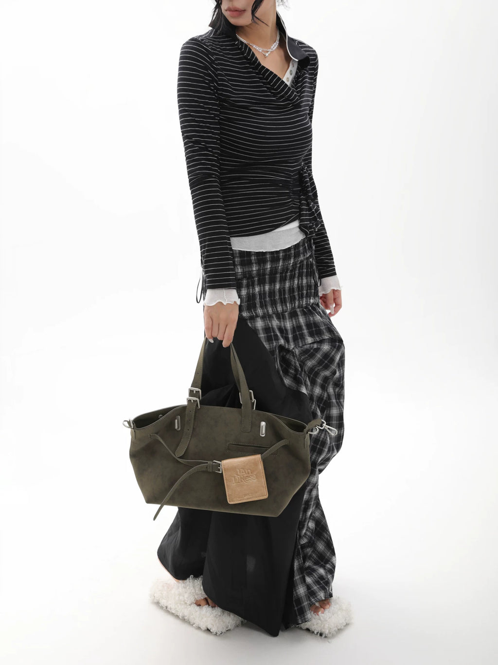 JANDRESS moss green large-capacity modern tote bag