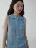 VOOE Temperament Lapel Hollow Knitted Vest
