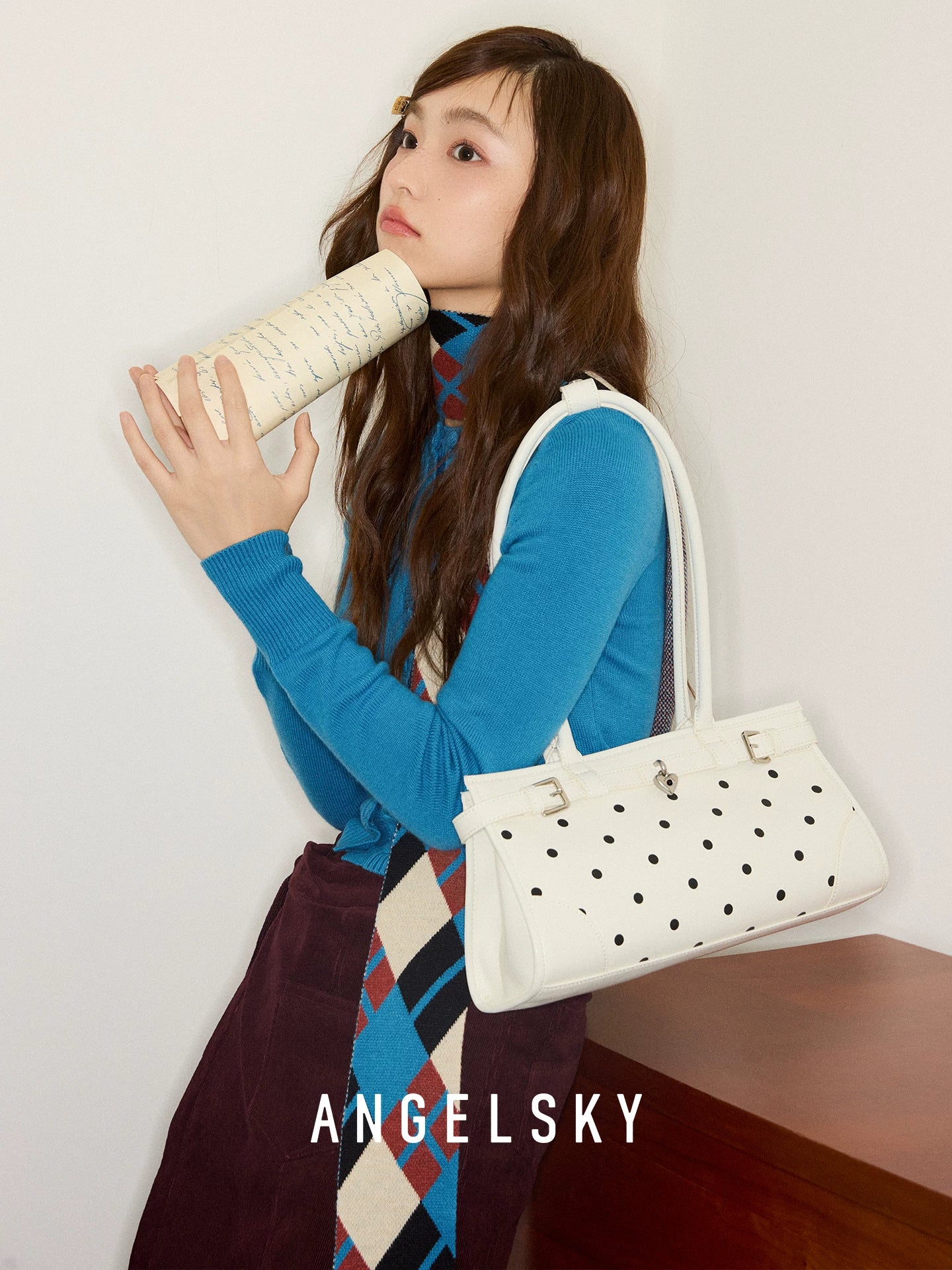 ANGELSKY Polka Dot Shoulder Armpit Bag