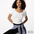 Uniqlo Jacquard Ribbed Henry Collar Tee