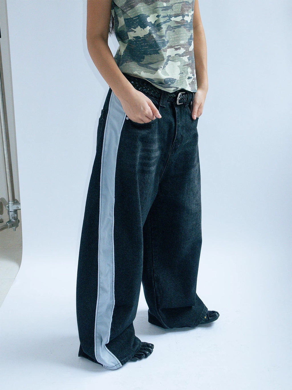 FUNKYFUN Contrast Webbing Jeans