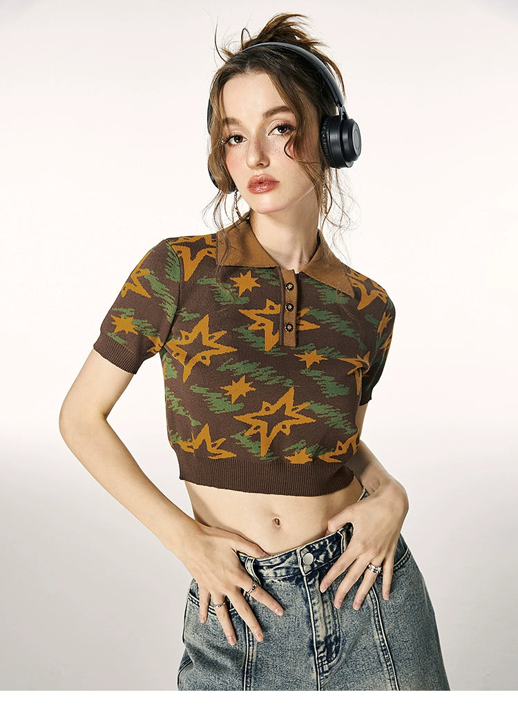 Imone Polo Collar Contrasting Jacquard Tee