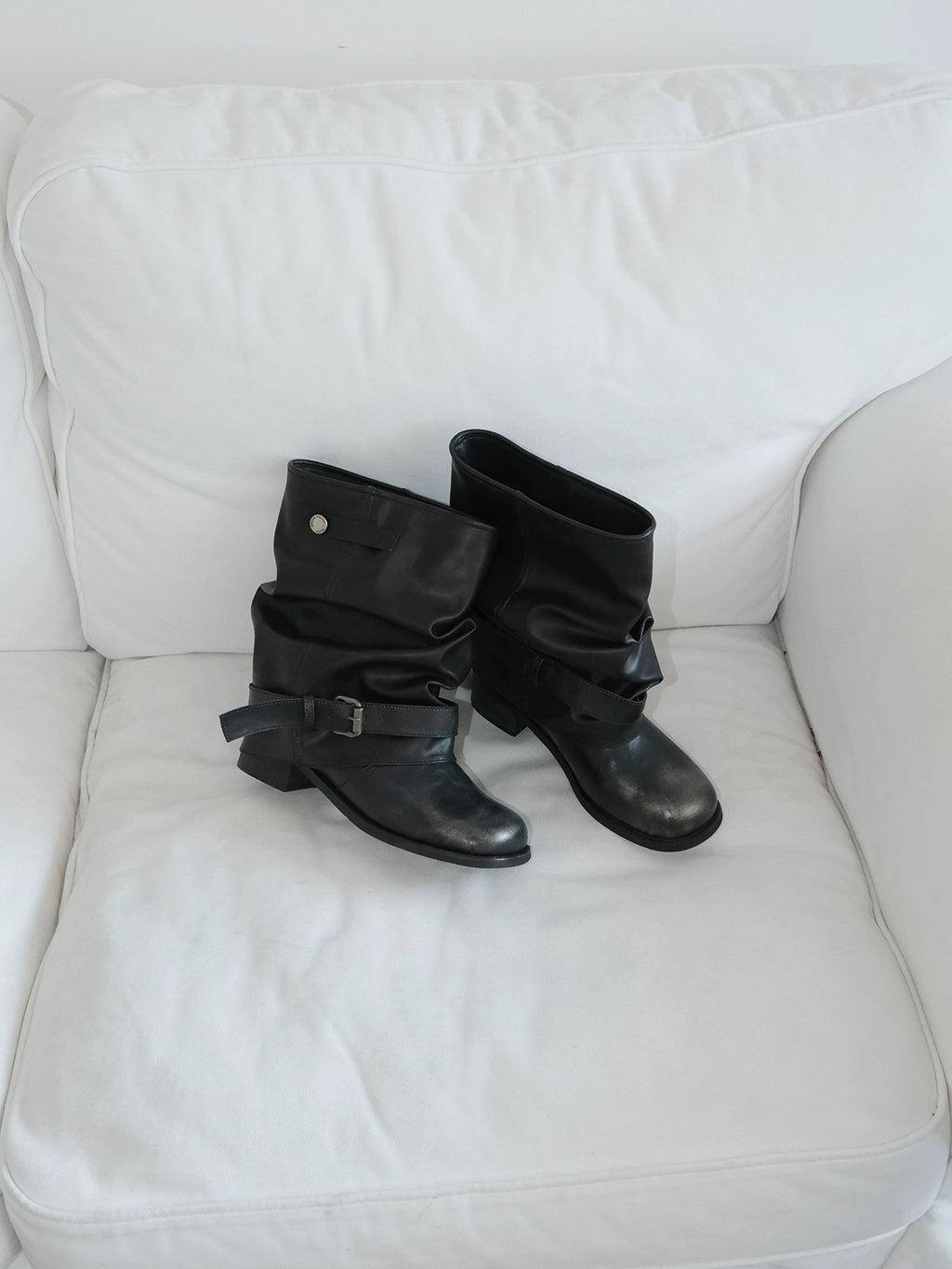 Mooreyu Western Cowboy Pleated Pile Knight Boots