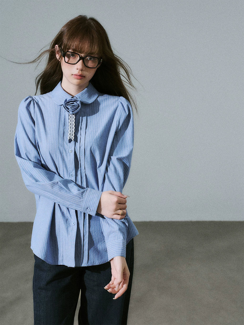 LOST FOREST Casual Flower Long-sleeved Shirt