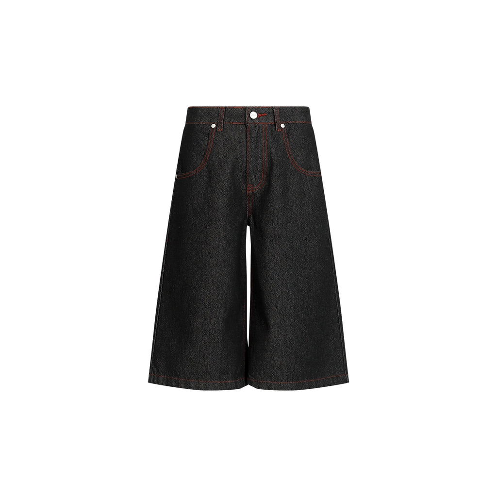 FUNKYFUN Contrasting Stitching Embroidered Eight-point Straight Jeans