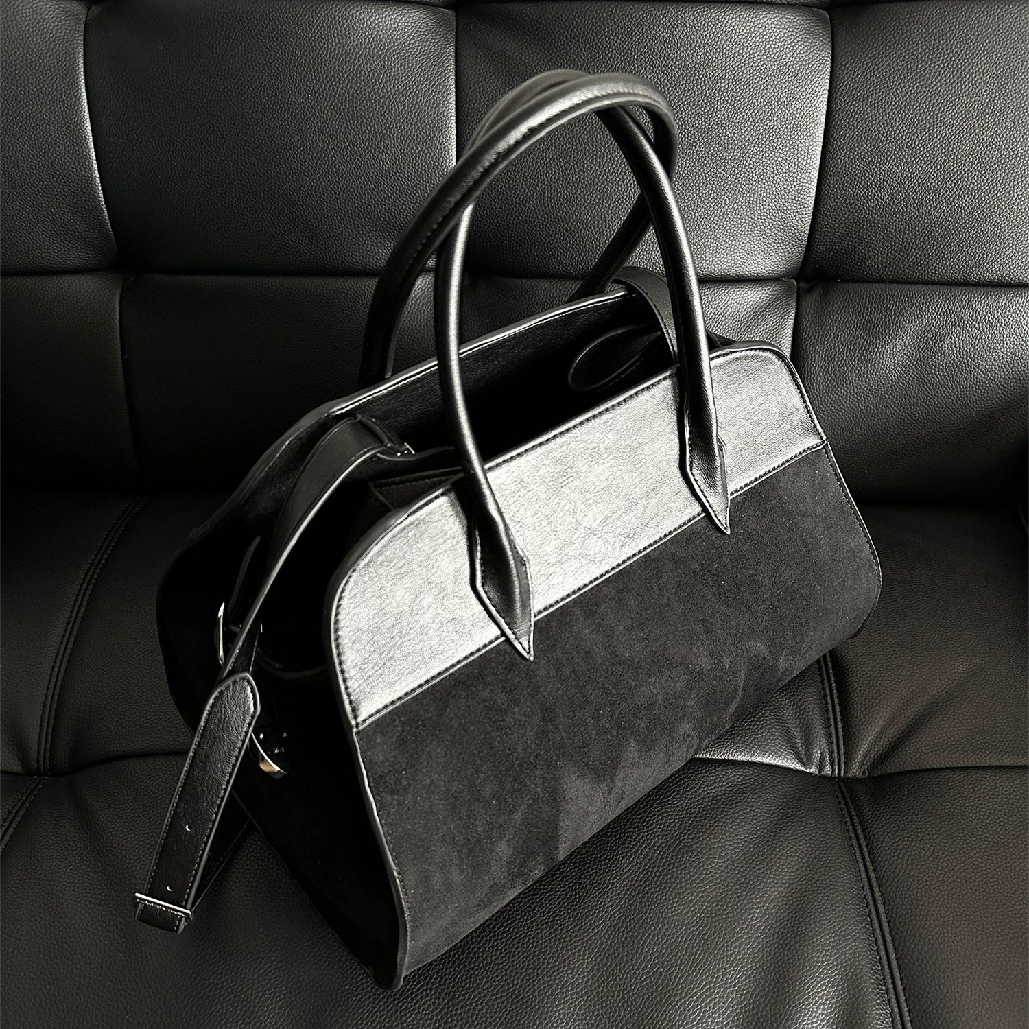 TERRAINCOGNITA Suede Spliced Portable Tote Bag