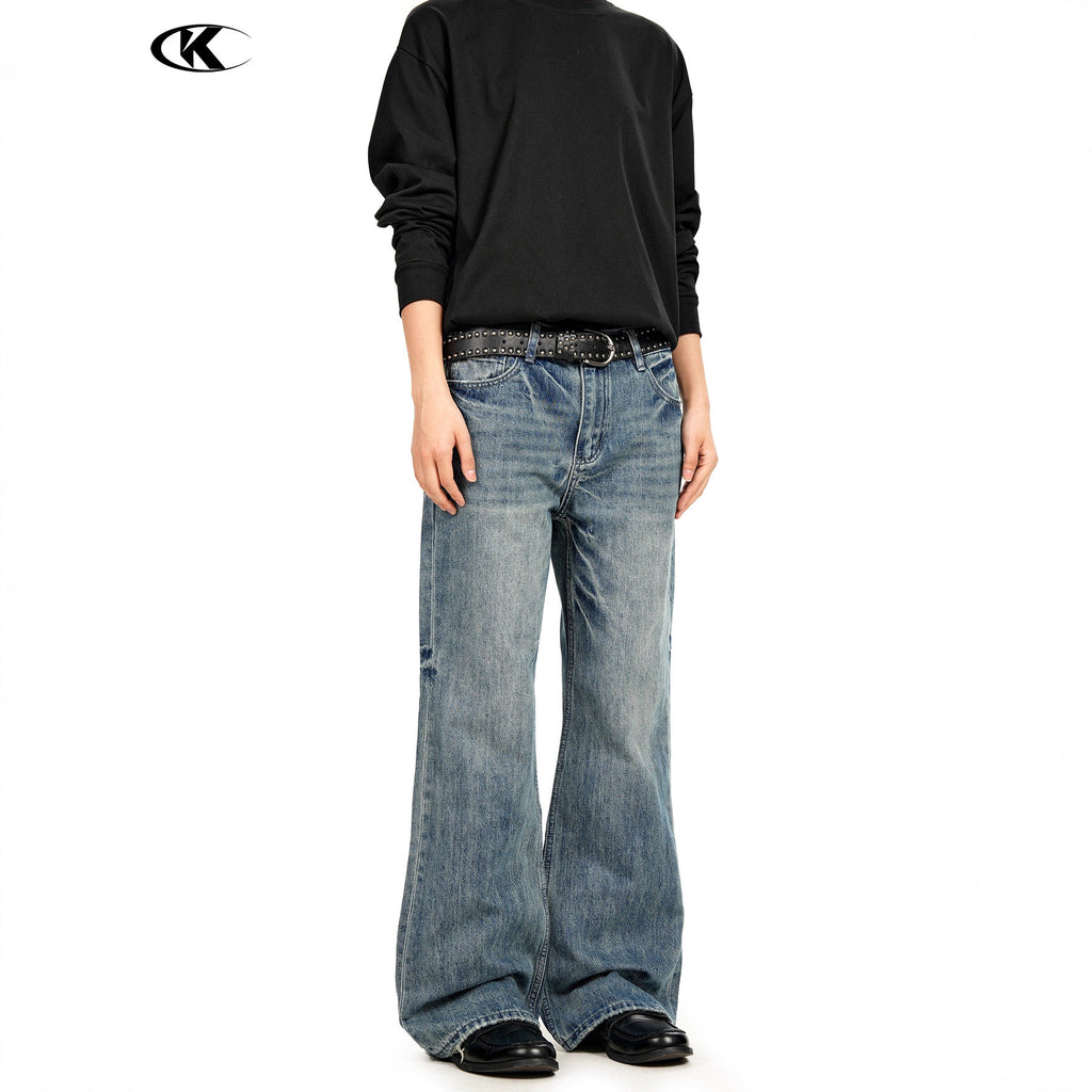 11KN Slub Pattern Simple Old Jeans