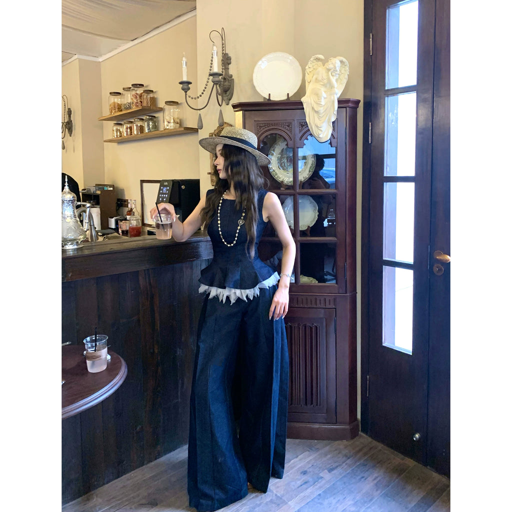 BarbChill Sleeveless Top Vest Vest Wide Leg Pants Set