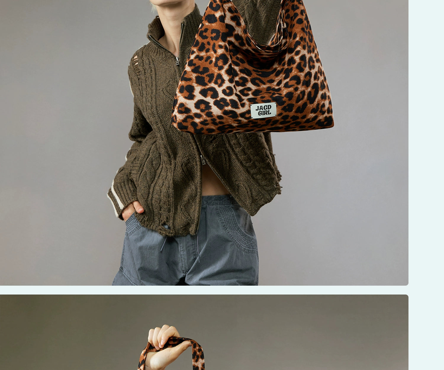 (Clearance) JACD Slack Large Capacity Leopard Print Bag