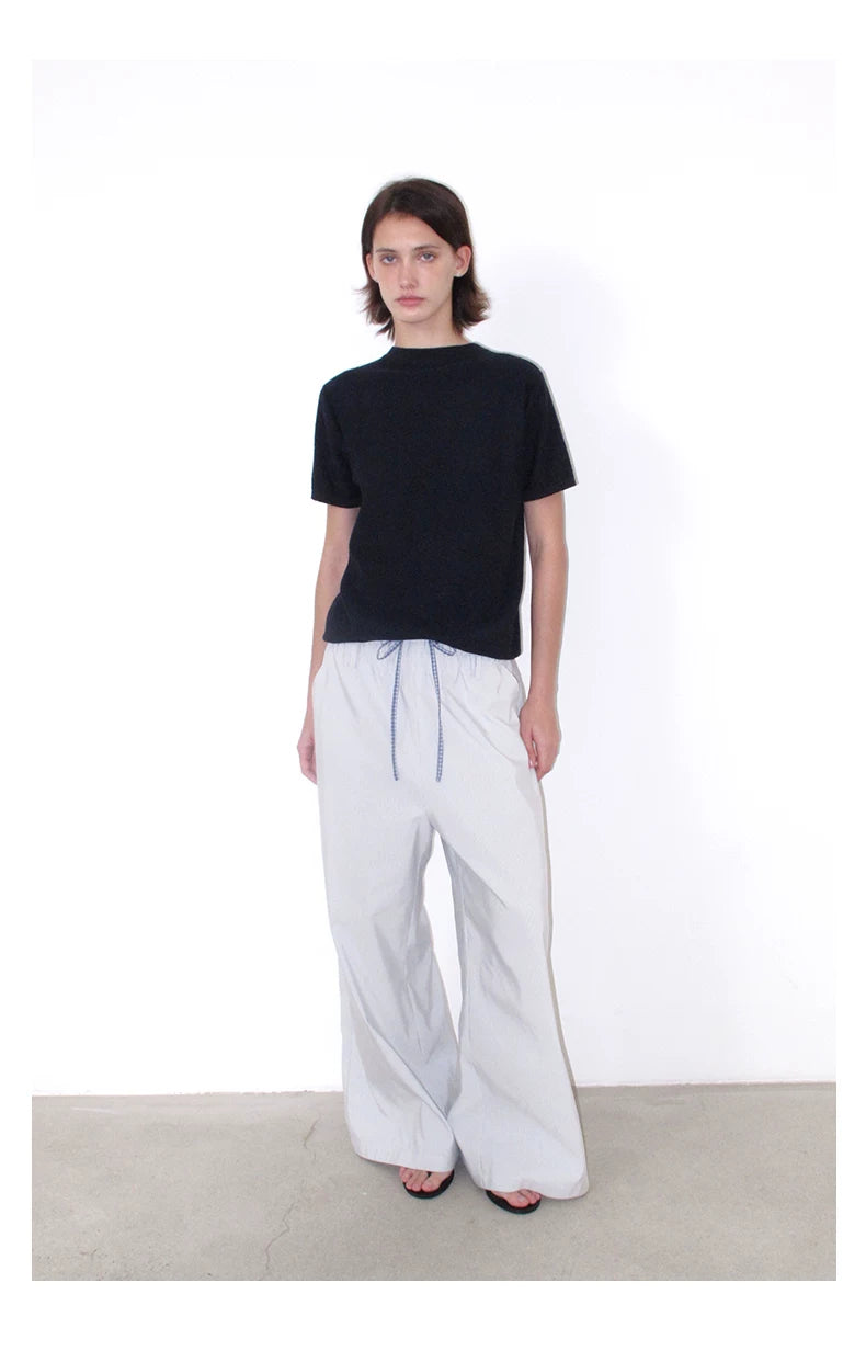 NOT UGLY Double Waist Lazy Striped Casual Pants