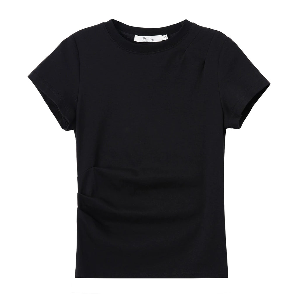XUJING Crew Neck Shoulder Versatile Skinny Tee