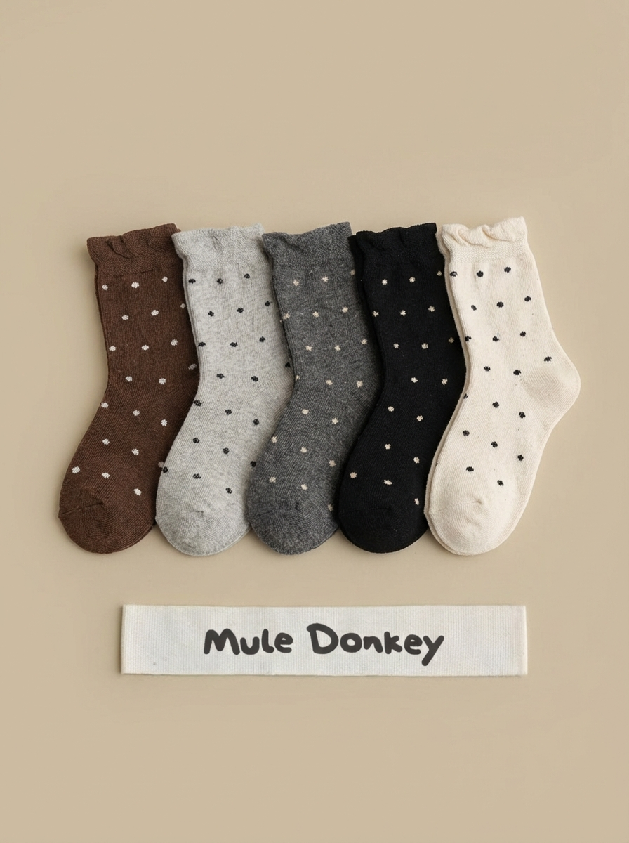 Mule Donkey Polka Dot Medium Tube Wool Stacking Socks