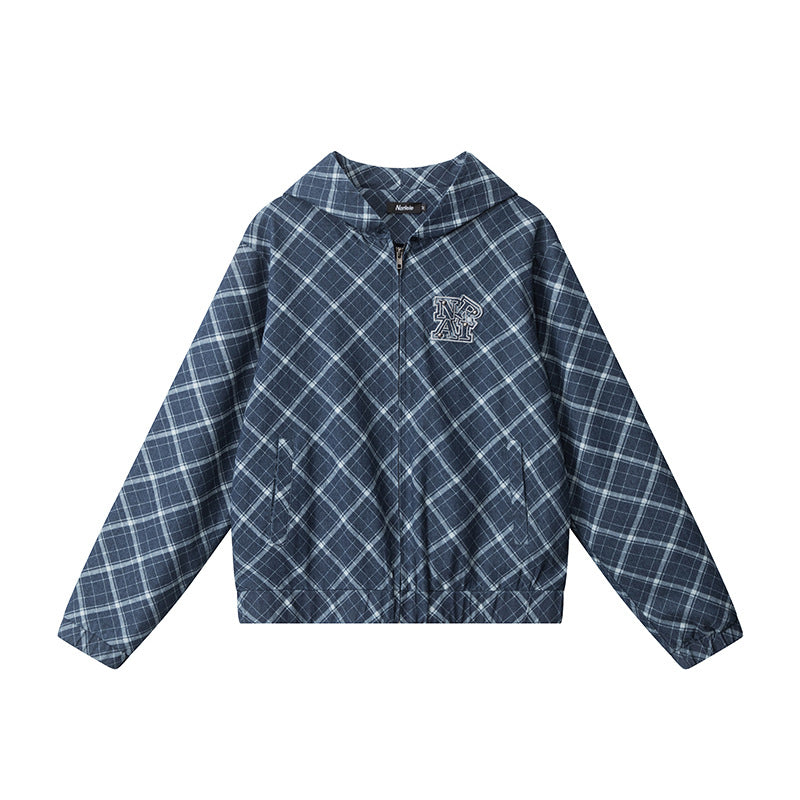 Nariele Plaid Hooded Cardigan Long Sleeve Sweater