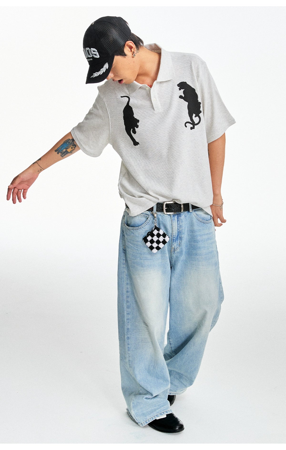 CoosRetro Polo Collar Casual Versatile Printed Tee