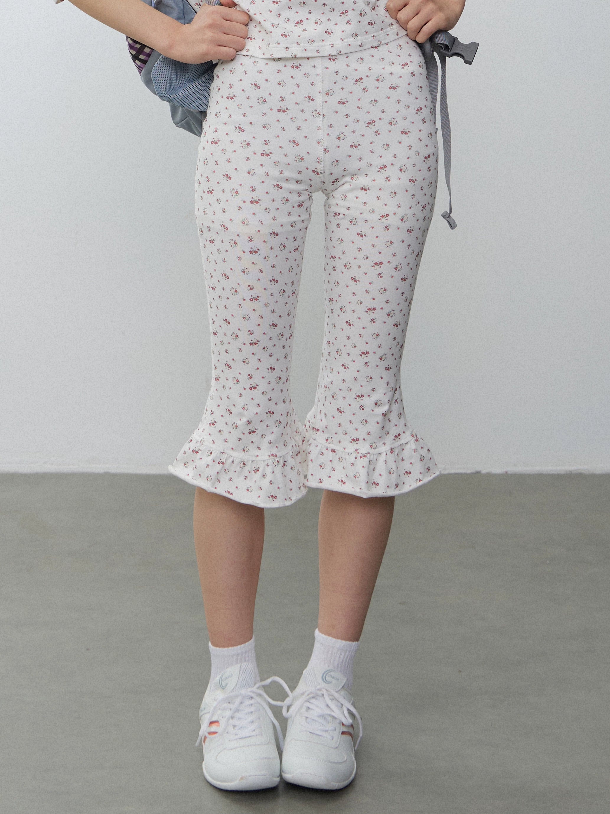 In Two Twos Lace Slim Floral Flared Trousers