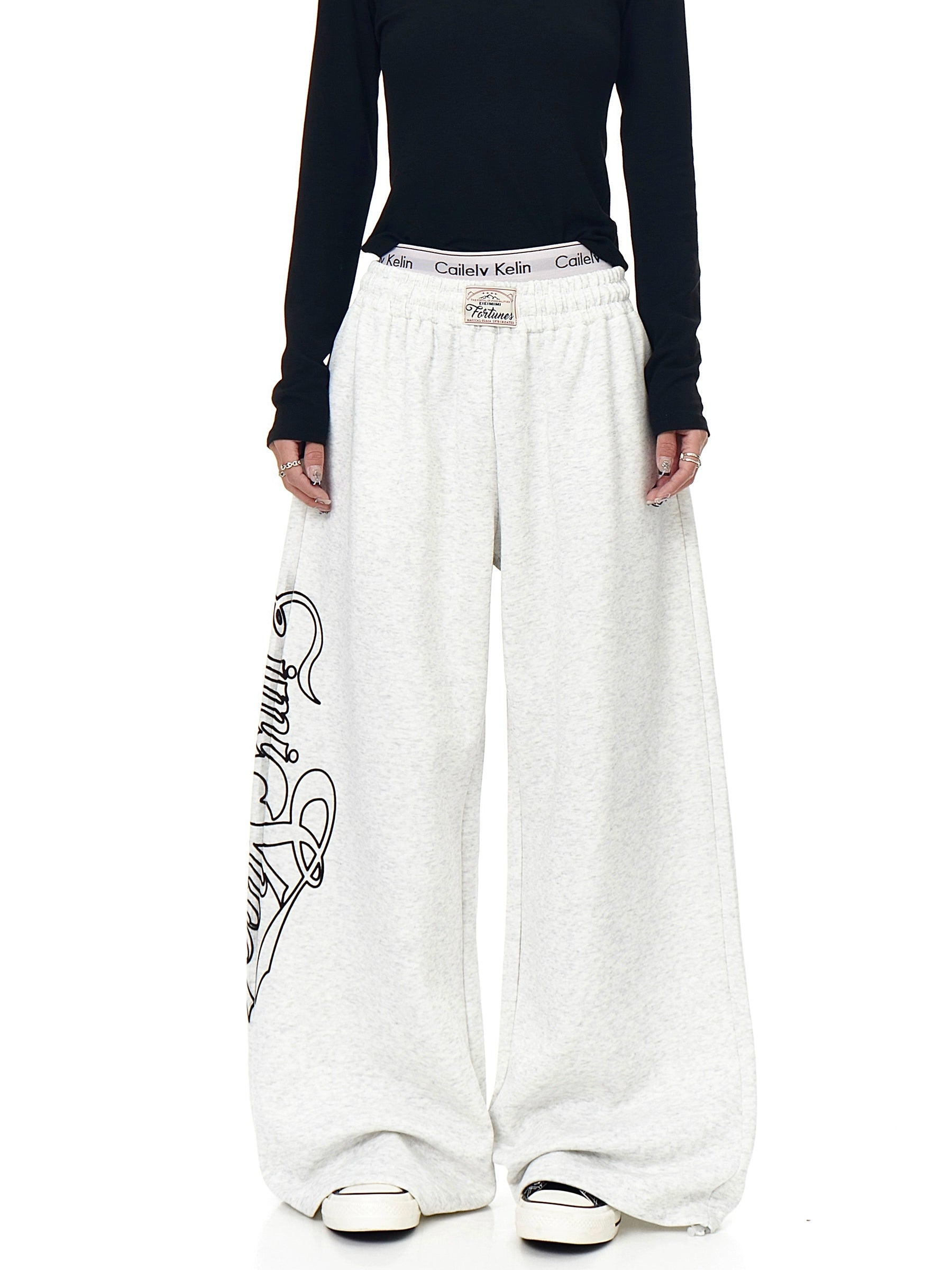 BLACKLISTS Vintage Letter Print Straight Sweatpants