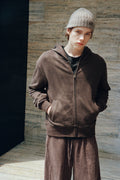 VLABMADE Vintage Slack Simple Zip Hooded Sweater