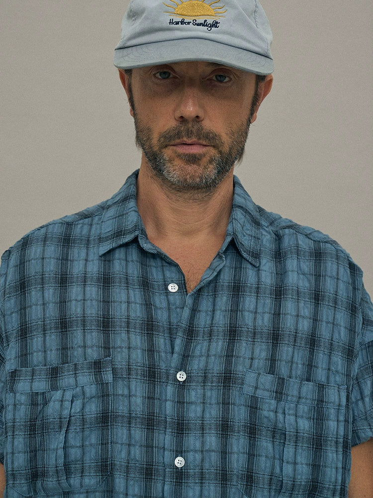 PARTIMENTO Loose Casual Pleated Plaid Shirt