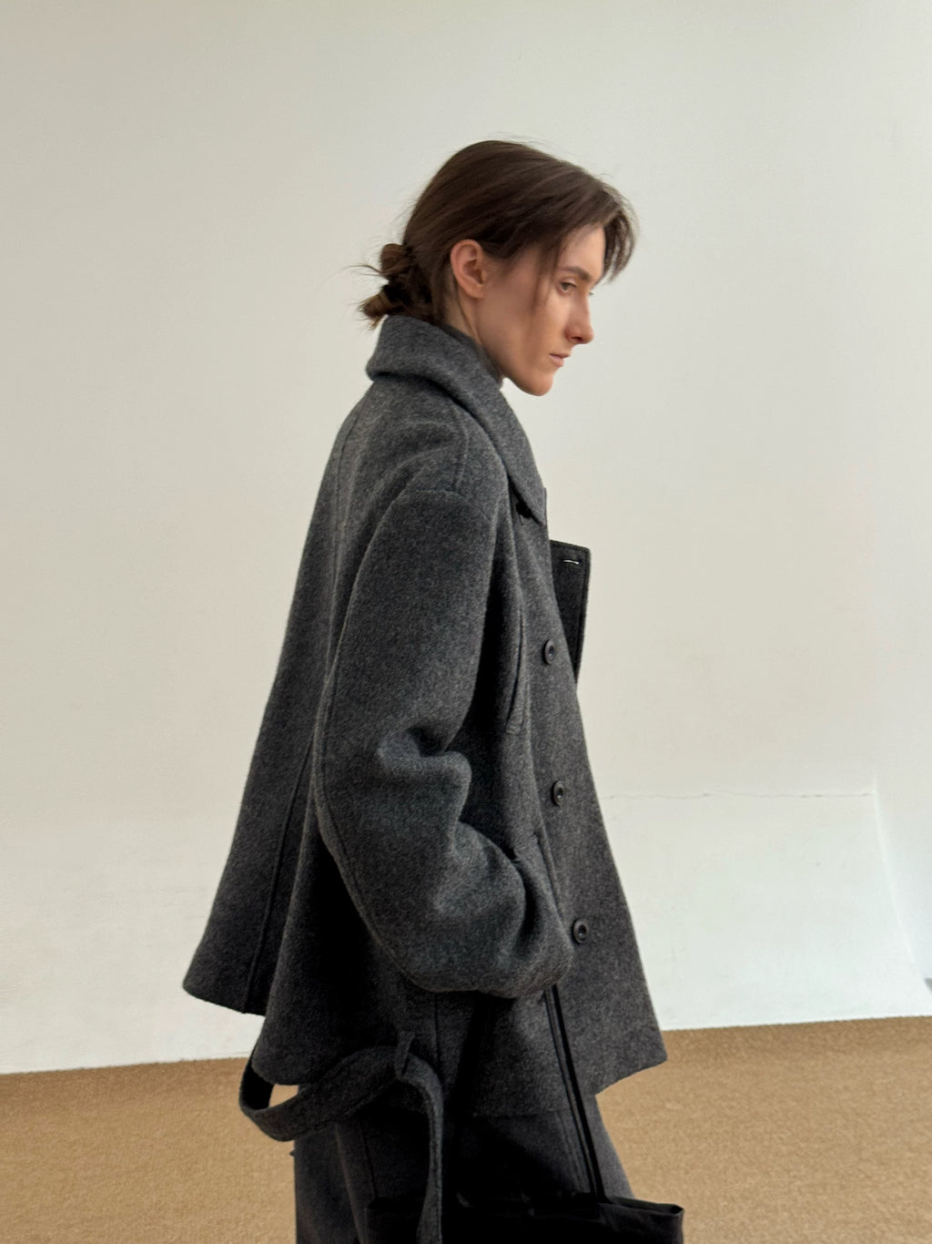 COLN Double Placket Multi-neck Wool Coat