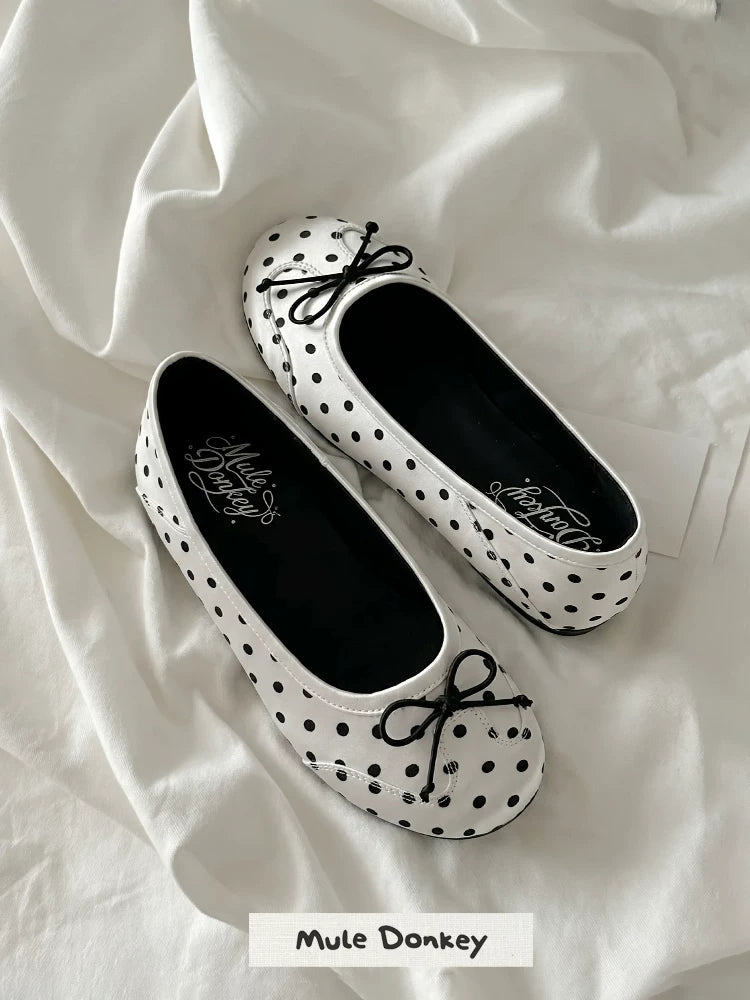 Donkey Shallow Mouth Polka Dot Inner Height Increasing Single Shoes