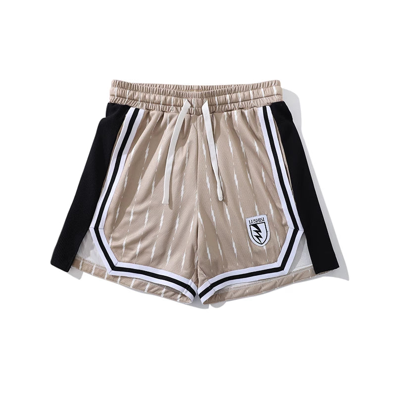 LUSHISI Mesh Contrasting Stitched Slacks