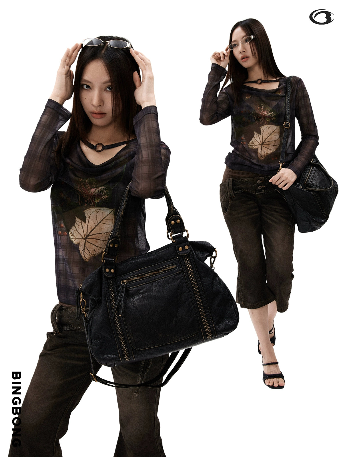 BINGBONG Retro Lazy Wind Large Capacity Messenger Tote Bag