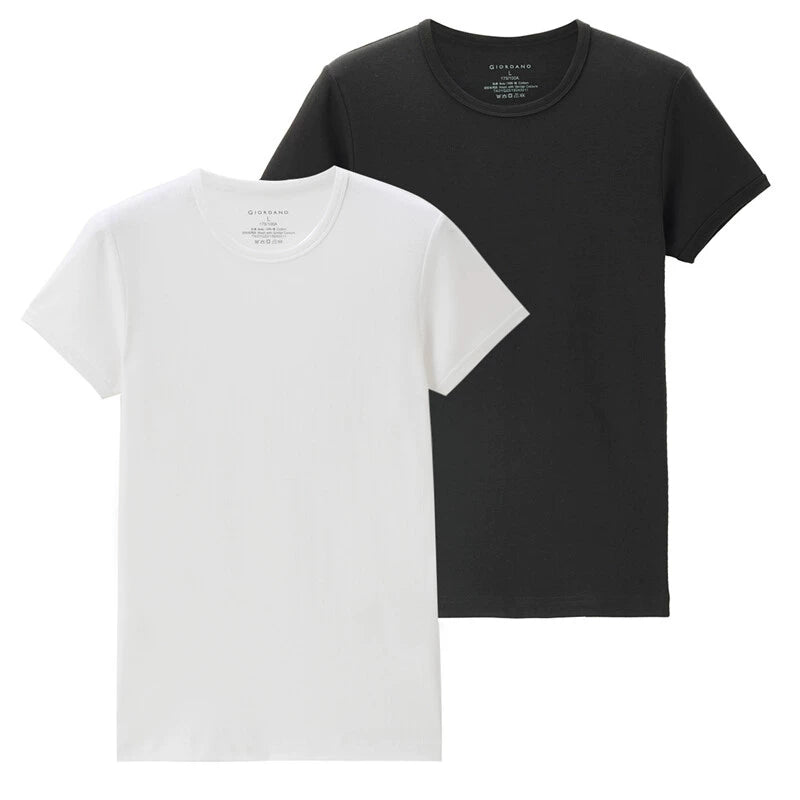 Giordano Crew Neck Solid Color Casual Bottom Shirt