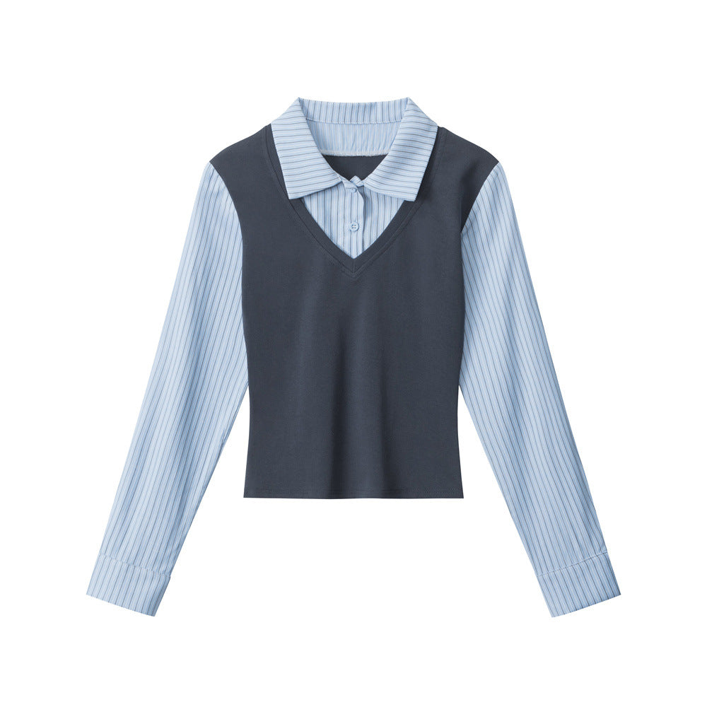 Nariele College Fake Two-piece Long Sleeve