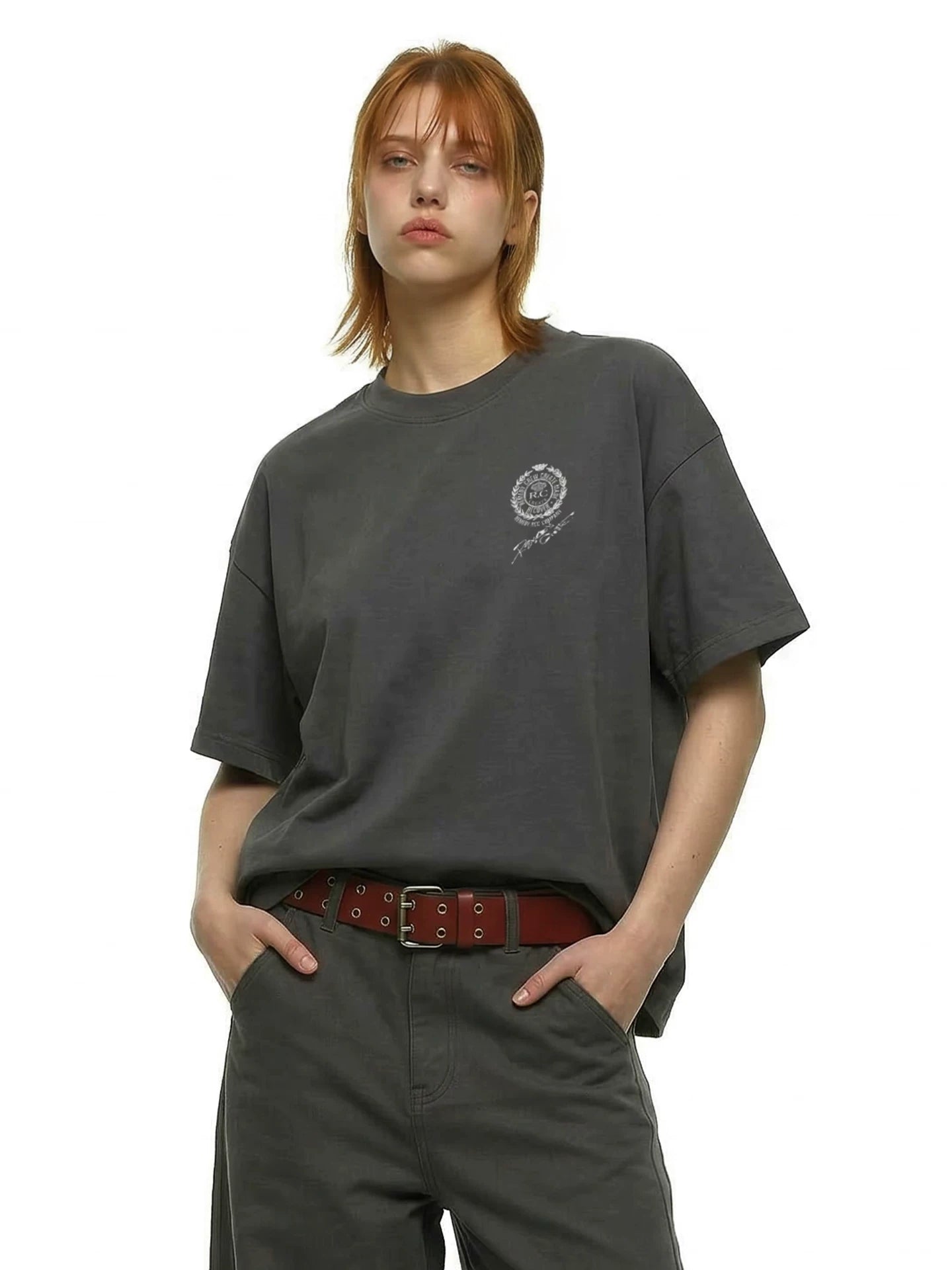 Remedy Letter Print Loose Round Neck Tee