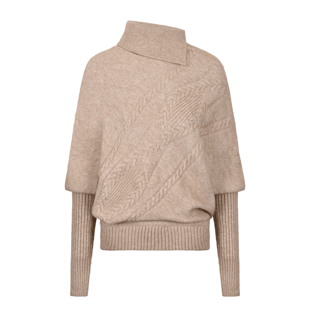 Umoumo Twisted Loose Lapel Color Buckle Cape Sweater